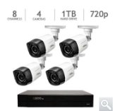 Q-See 8-Channel HD Analog DVR with 1TB HDD, 4 720p Cameras with 80′ Night Vision