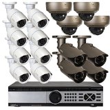 Q-See QT8716-16AA-4 32 Channel 3 MP/1080p NVR System with 12 High-Definition IP 3 MP/1080p Cameras and 4 HD Varifocal Cameras and 4 TB Hard Drive (White/Black)