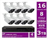 Q-See QC8816-8AU-3 16 Channel IP NVR Security System, 8 HD 1080p 4MP IP Bullet Cameras, 3TB HDD POE Ports, 30 FPS - QC8816-8AU-3 (Black DVR/White Cam)