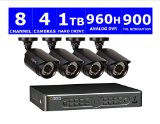 Q-See QT5682-4V3-1 8 Channel DVR 960H Security Surveillance System with 4 High-Resolution ***900***TVL Cameras and 1TB Hard Drive (Black)